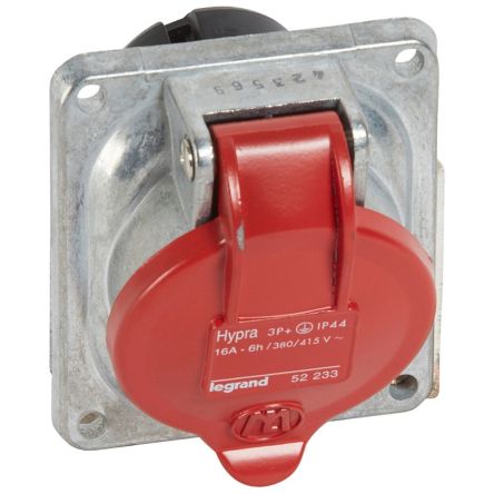 Legrand, Hypra IP44 Red Surface Mount 3P+E Socket Socket, Rated At 16A, 415 V No [0 522 33]; 266-1068