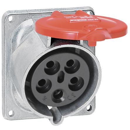 Legrand, Hypra IP44 Red 3P + N + E Industrial Power Socket, Rated At 32A, 415 V No [0 529 34]; 266-1088