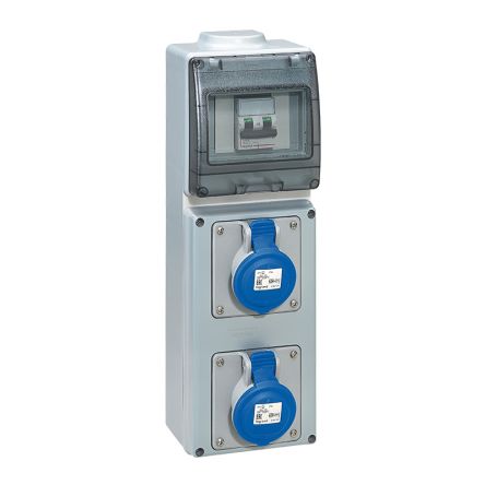 Legrand, P17 IP44 Grey Wall Mount 2P+E Industrial Power Socket, Rated At 16A, 250 V No [0 589 30]; 266-1137