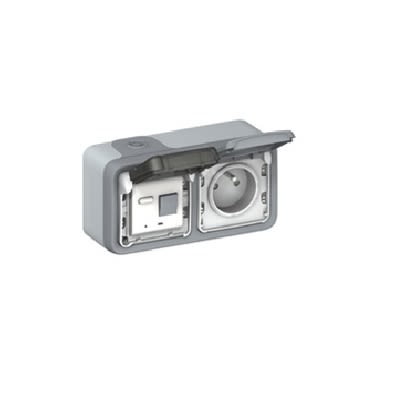 Legrand Grey 2 Gang Electrical Socket, 2 Poles, 16A [0 695 66]; 266-1176