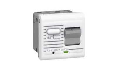 Legrand RCBO, 10A Current Rating, 2P Poles, 10mA Trip Sensitivity, Type A, Mosaic Range [0 775 33]; 266-1190