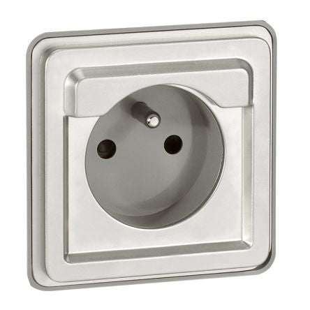 Legrand, Soliroc IP20 Brushed Chrome Standard 2P+E Socket Socket, Rated At 16A, 250 V No [0 778 32]; 266-1192