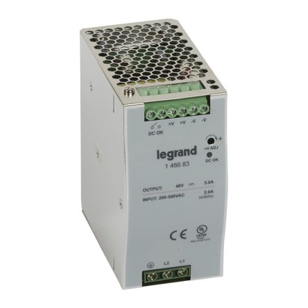 Legrand Switching Power Supply, 1 466 83, 48V dc, 5A, 240W, 200 → 500V Input Voltage [1 466 83]; 266-1242