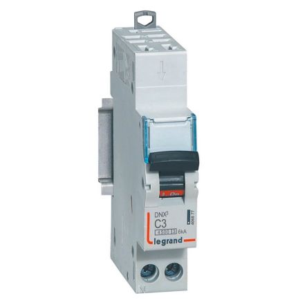 Legrand DNX3 Circuit Breaker, 1+N, 3A Curve C, 230V AC, 6 kA Breaking Capacity [406877]; 266-1313