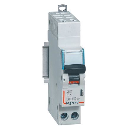 Legrand DNX3 Circuit Breaker, 1+N, 4A Curve C, 230V AC, 6 kA Breaking Capacity [406878]; 266-1314