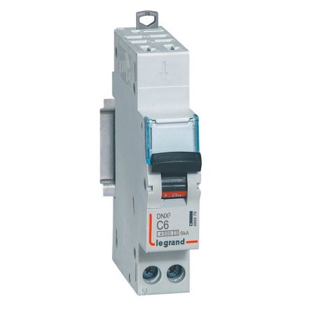 Legrand DNX3 Circuit Breaker, 1+N, 6A Curve C, 230V AC, 6 kA Breaking Capacity [406879]; 266-1315