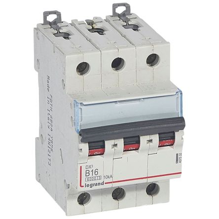 Legrand DX3 Circuit Breaker, 3P, 16A Curve B, 400V AC, 10 kA Breaking Capacity [407532]; 266-1318