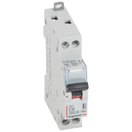 Legrand DX3 Circuit Breaker, 2P, 8A Curve C, 230V AC, 10 kA Breaking Capacity [407697]; 266-1320