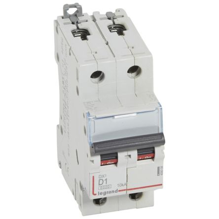 Legrand DX3 Circuit Breaker, 2P, 1A Curve D, 400V AC, 10 kA Breaking Capacity [408008]; 266-1325