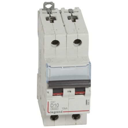 Legrand Circuit Breaker, 2P, 10A Curve D, 400V AC, 10 kA Breaking Capacity [408014]; 266-1330