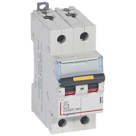 Legrand DX3 Circuit Breaker - 2 Pole 400V Voltage Rating, 3A Current Rating [409215]; 266-1339