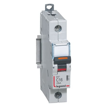 Legrand DX3 Circuit Breaker, 1P, 16A Curve C, 230V AC, 25 kA Breaking Capacity [409755]; 266-1341