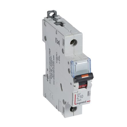 Legrand DX3 Circuit Breaker, 1P, 10A, Type Z, 230V AC, 25 kA Breaking Capacity [409901]; 266-1345