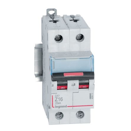 Legrand DX3 Circuit Breaker, 2P, 16A, Type Z, 400V AC, 25 kA Breaking Capacity [409913]; 266-1347