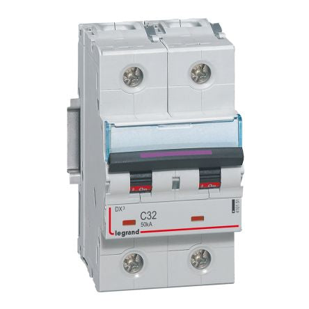 Legrand DX3 Circuit Breaker, 2P, 32A Curve C, 400V AC, 50 kA Breaking Capacity [410151]; 266-1349