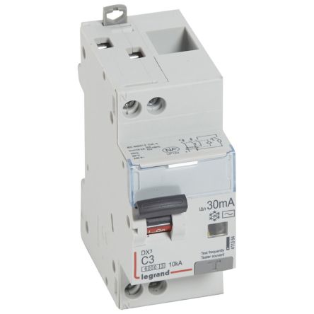 Legrand DX3 Circuit Breaker, 1+N, 3A, Type AC, 230V AC, 10 kA Breaking Capacity [411364]; 266-1359