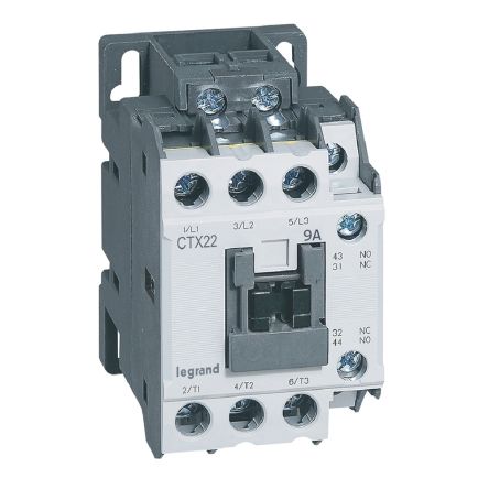 Legrand Contactor, 3-Pole, 9 A, 4 kW, 1NO/ 1NC [416081]; 266-1384