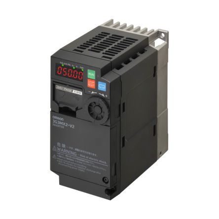 Omron Inverter Drive, 0.4 kW, 1 Phase, 200 V, 1.9 A, 3G3MX2 Series [3G3MX2-AB002-EV2]; 266-1458