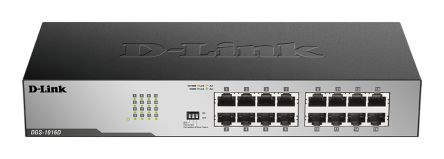 D-Link 16-Port Gigabit Unmanaged Desktop Switch, Unmanaged 16 Port Gigabit Switch, UK [DGS-1016D/B]; 266-1748