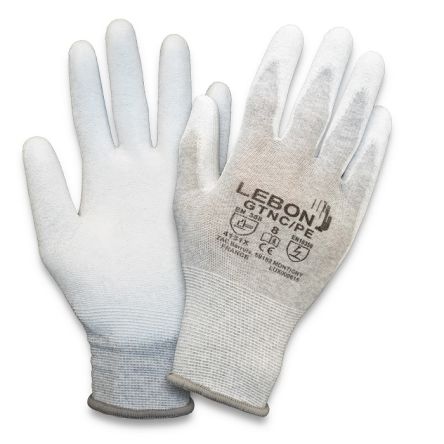 Lebon Protection GTNC/PE White Polyamide Abrasion Resistant, Tear Resistant Gloves, Size 10, Polyurethane Coating [GTNC/PE-10]; 266-2064