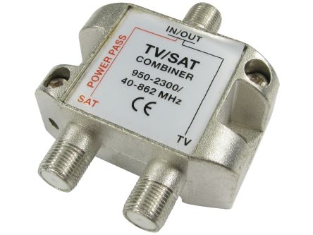 RS PRO TV Aerial RF Splitter 1 x Aerial, 2 x Aerial, Frequency 950 → 2300, 40 → 862MHz [0]; 266-2150