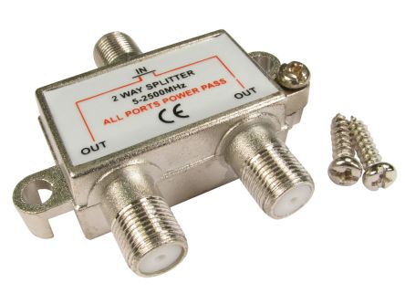 RS PRO F Connector/F Connector RF Splitter 1 x F Connector, 2 x F Connector, Frequency 5 → 2500MHz, RF Coaxial [0]; 266-2151
