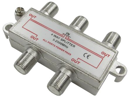RS PRO F Connector/F Connector RF Splitter 1 x F Connector, 2 x F Connector, Frequency 5 → 2500MHz, RF Coaxial [0]; 266-2153