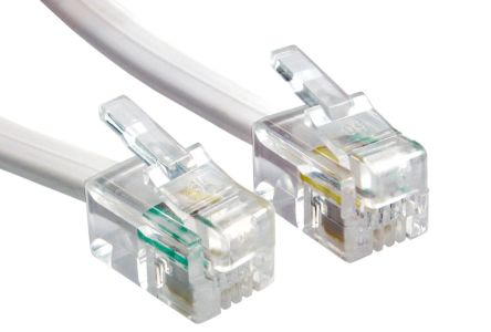 RS PRO Male RJ10 to Male RJ10 Telephone Cable, 5/0.10, White Sheath, 5m [0]; 266-2236