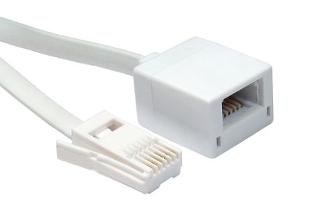 RS PRO Male BT to Female BT 6 Core 28AWG Telephone Cable, White Sheath, 3m [0]; 266-2238