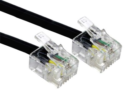 RS PRO Male RJ11 to Male RJ11 Telephone Cable, Black Sheath, 3m [0]; 266-2441
