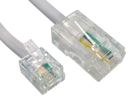 RS PRO Male RJ11 to Male RJ45 Telephone Cable, White Sheath, 15m [0]; 266-2479