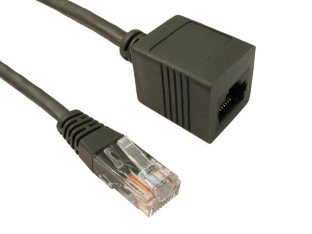 RS PRO, 1m Cat5e, Grey RJ45 to Male RJ45 Female, UTP Unshielded, Terminated PVC Sheath [0]; 266-2624