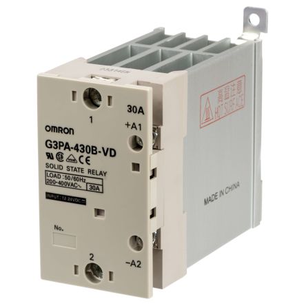 Omron G3PA-430B-VD-2 12-24VDC Series Solid State Relay, 30 A Load, DIN Rail, Surface Mount, 480 V ac Load [G3PA-430B-VD-2 DC12-24]; 266-2753