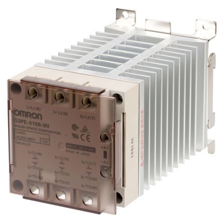 Omron G3PE-515B-3N 12-24VDC Series Solid State Relay, 15 A Load, DIN Rail Mount, 528 V ac Load, 24 V dc Control [G3PE-515B-3N DC12-24]; 266-2762