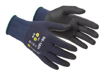 Tilsatec Black (Coating), Dark Blue (Liner) Cut Resistant Work Gloves, Size 11, Microfoam Coating [58-1924-11]; 266-2961