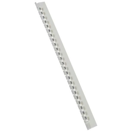 Legrand Cable Marker, Black on White, Pre-printed "3", 0.8 → 2.2mm Cable, for Closed-Ring Tracking System, [0 377 83]; 266-3332