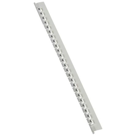 Legrand Cable Marker, Black on White, Pre-printed "4", 0.8 → 2.2mm Cable, for Closed-Ring Tracking System, [0 377 84]; 266-3333