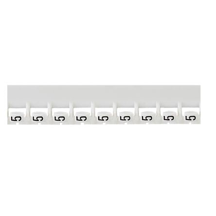 Legrand Cable Marker, Black on White, Pre-printed "5", 0.8 → 2.2mm Cable, for Closed-Ring Tracking System, [0 377 85]; 266-3334
