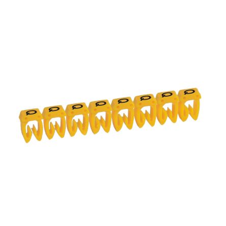 Legrand CAB 3 Clip On Cable Marker, Black on Yellow, Pre-printed "Q", 1 → 2.3mm Cable, for Marking of Wiring, [0 381 26]; 266-3358