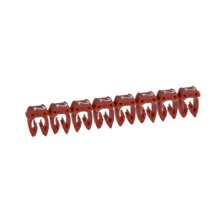 Legrand CAB3 Clip On Cable Marker, White on Red, Pre-printed "2", 3.8 → 5mm Cable, for Marking of Wiring, Viking [0 382 32]; 266-3367