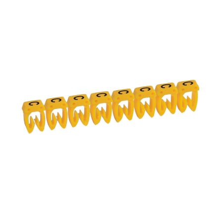 Legrand CAB3 Clip On Cable Marker, Black on Yellow, Pre-printed "C", 3.8 → 5mm Cable, for Marking of Wiring, [0 383 62]; 266-3385