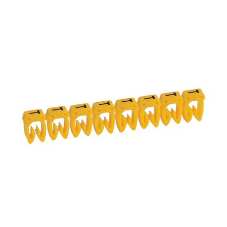 Legrand CAB3 Clip On Cable Marker, Black on Yellow, Pre-printed "T", 3.8 → 5mm Cable, for Marking of Wiring, [0 383 79]; 266-3394
