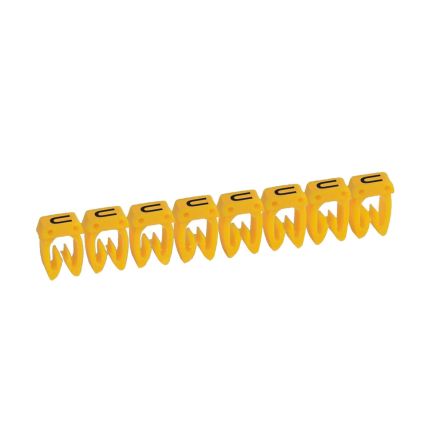 Legrand CAB3 Clip On Cable Marker, Black on Yellow, Pre-printed "U", 3.8 → 5mm Cable, for Marking of Wiring, [0 383 80]; 266-3395