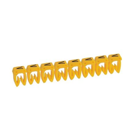 Legrand CAB3 Clip On Cable Marker, Black on Yellow, Pre-printed "V", 3.8 → 5mm Cable, for Marking of Wiring, [0 383 81]; 266-3396