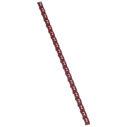 Legrand Clip On Cable Marker, White on Red, Pre-printed "2", for Cable, 0 384 02 [0 384 02]; 266-3404