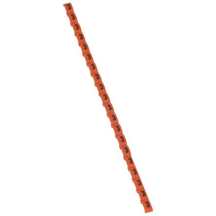 Legrand Clip On Cable Marker, Black on Orange, Pre-printed "3", for Cable, 0 384 03 [0 384 03]; 266-3405