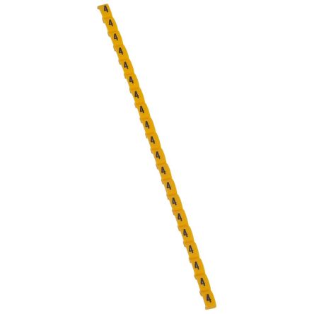 Legrand Clip On Cable Marker, Black on Yellow, Pre-printed "4", for Cable, 0 384 04 [0 384 04]; 266-3406