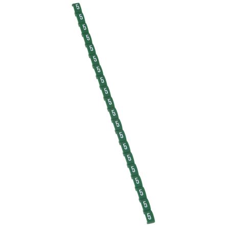 Legrand Clip On Cable Marker, White on Green, Pre-printed "5", for Cable, 0 384 05 [0 384 05]; 266-3407