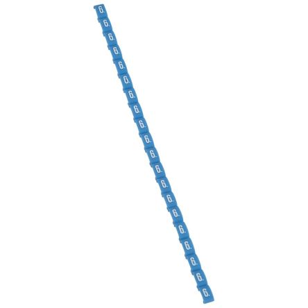 Legrand Clip On Cable Marker, White on Blue, Pre-printed "6", for Cable, 0 384 06 [0 384 06]; 266-3408