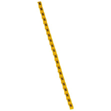 Legrand Clip On Cable Marker, Black on Yellow, Pre-printed "N", for Cable, 0 384 23 [0 384 23]; 266-3425